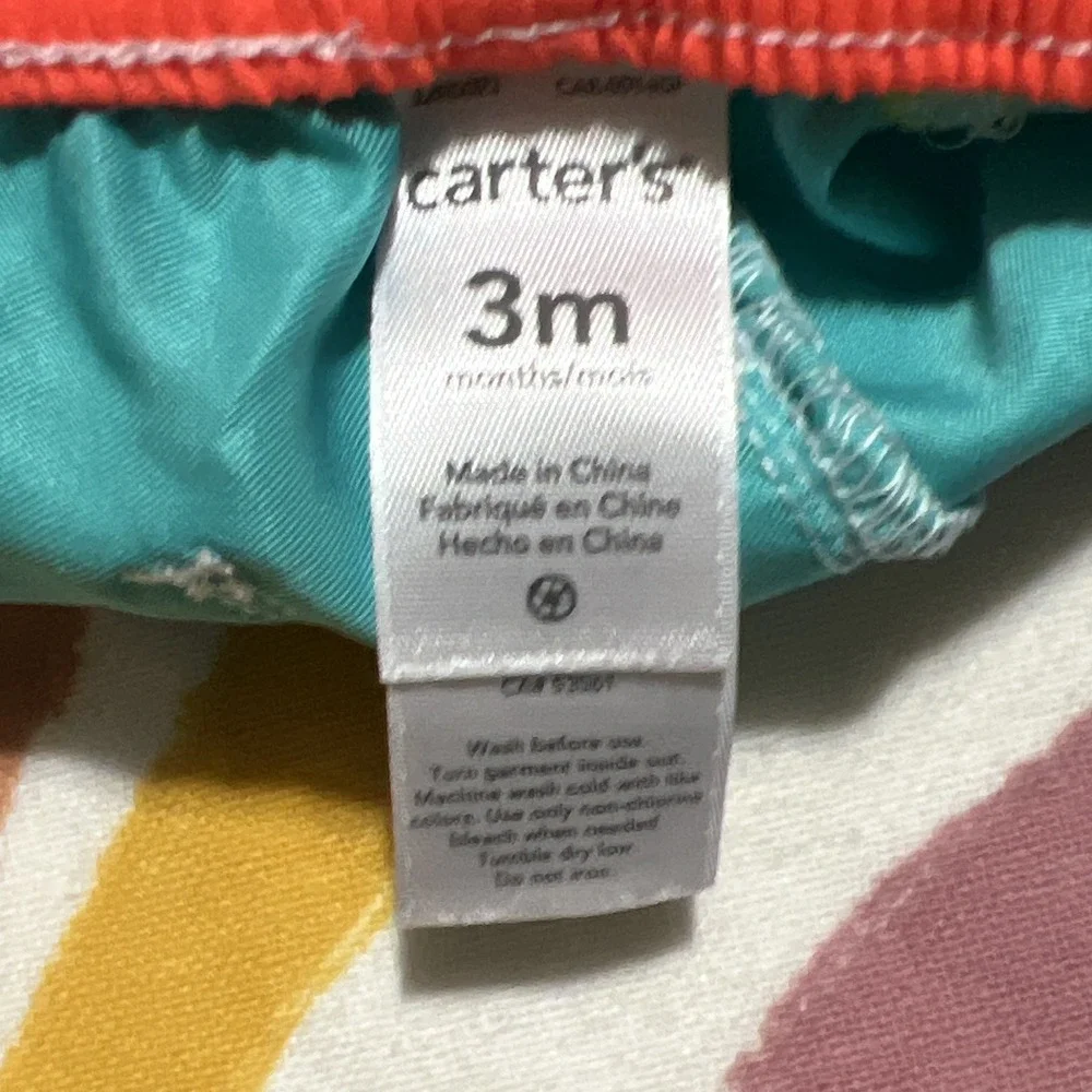 Carter's Boys Shark Swim Trunks Blue Drawstring Back Pocket 3 Months Polyester